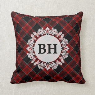 Kariertes rotes Schwarz-Weiß-Tartan-Muster Kissen