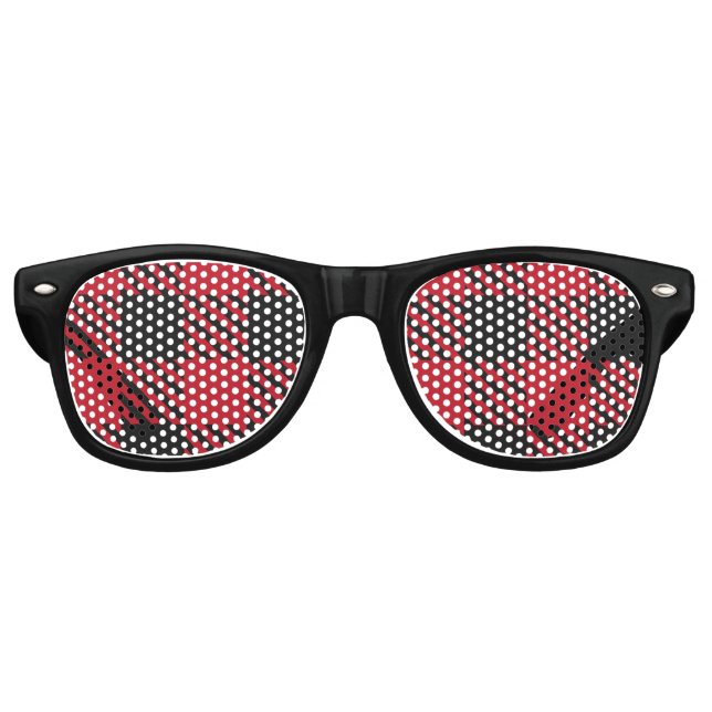 Kariertes rotes Schwarzes Buffalo Quadrat Muster 1 Partybrille (Vorderseite)