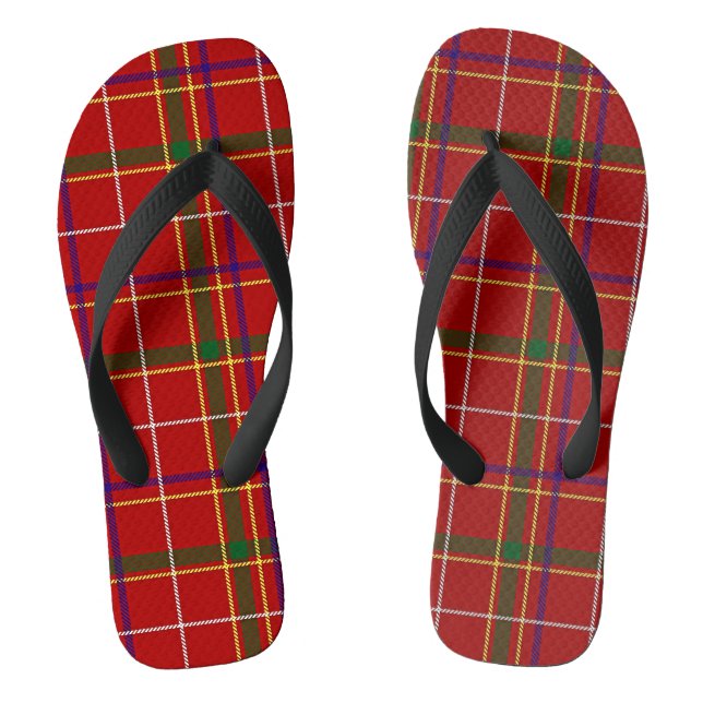 Kariertes Rotes Tartan Flip Flops (Fußbett)