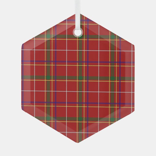 Kariertes Rotes Tartan Ornament Aus Glas (Vorderseite)