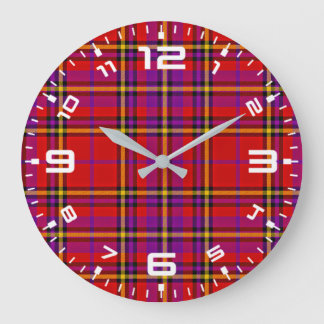 Kariertes rotes Tartan Swahili Prüfmuster-54813 Große Wanduhr