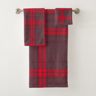 Kariertes rotes traditionelles Tartan Modern Colle Badhandtuch Set