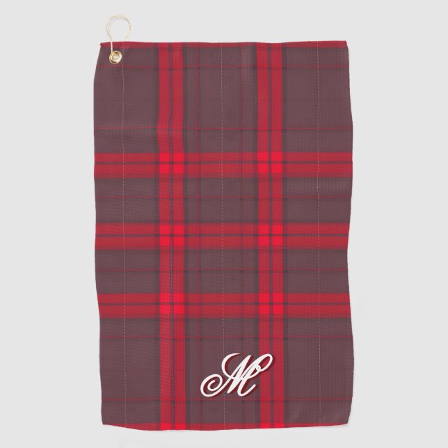 Kariertes rotes traditionelles Tartan Modern Colle Golfhandtuch (Vorderseite)