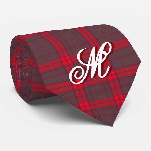 Kariertes rotes traditionelles Tartan Modern Colle Krawatte (Gerollt)