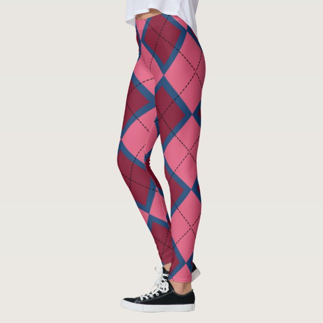 Kariertes rotes und blaues Muster Leggings (Links)