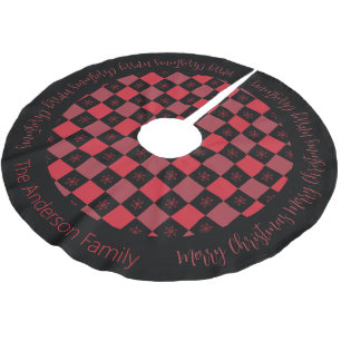 Kariertes Rotes und Schwarzes Buffalo Modernes Wei Polyester Weihnachtsbaumdecke