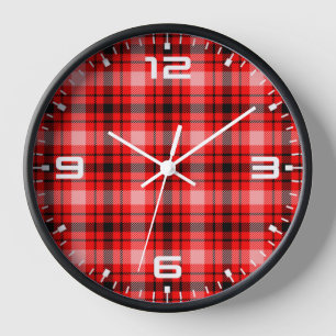 Kariertes Rotes und Schwarzes Tartan Uhr