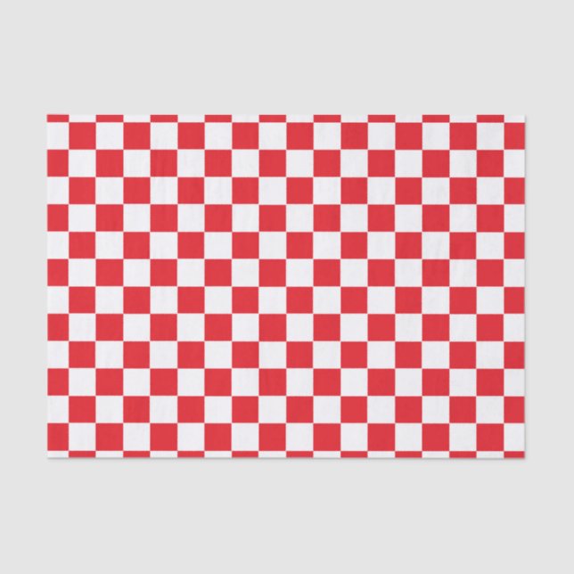 Kariertes Rotes und weiß Seidenpapier (Vorderseite)