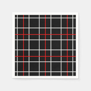 Kariertes rotes, weißes grafisches Liniendesign Serviette