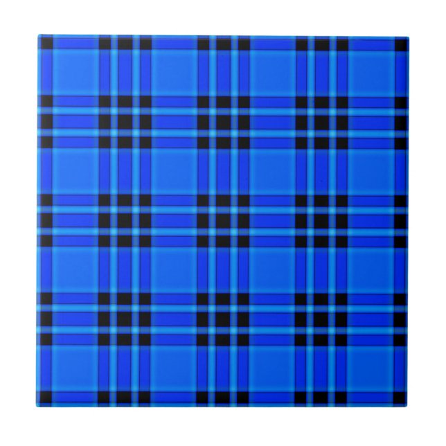 Kariertes Royal Blue Black Karos Muster Fliese (Vorderseite)
