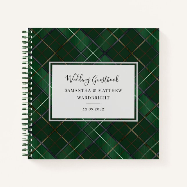 Kariertes rustikales Tartan Wedding Gästebuch Notizbuch (Vorderseite)