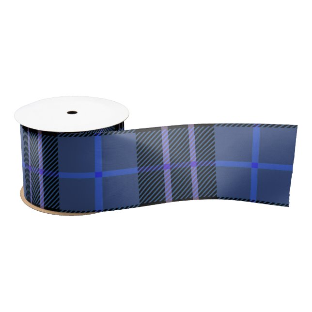 Kariertes Satin Ribbon aus schwarzem und blauem Ta Satinband (Spule)
