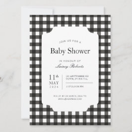 Kariertes Schachbrett für Schwarz und Weiß Gingham Einladung