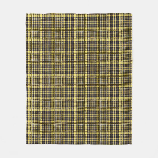 Kariertes Schwarz-Gold-Muster Fleecedecke (Vorderseite)