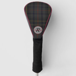 Kariertes Schwarz-Graue-Männer-Monogramm-Geschenk Golf Headcover