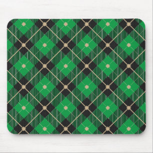 Kariertes Schwarz-Grün-Muster Mousepad