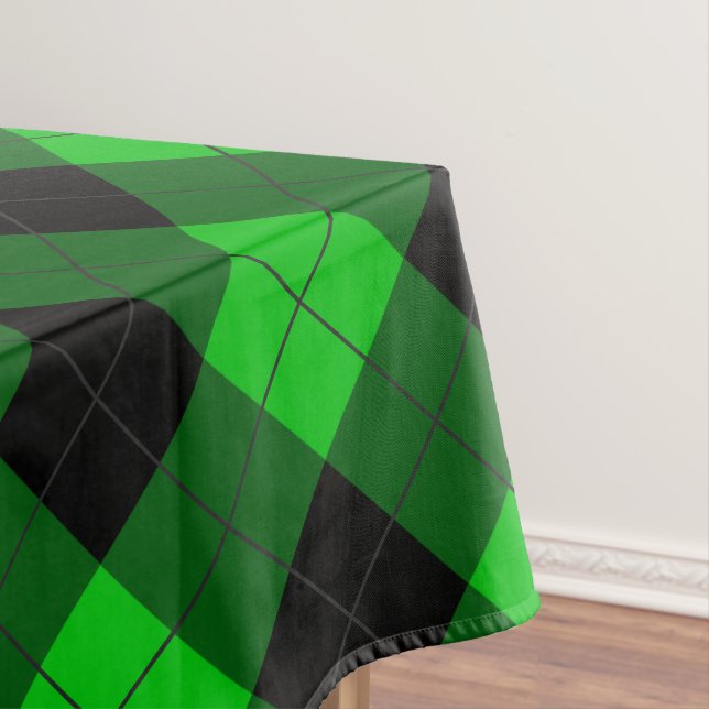 Kariertes Schwarz-Grün-Tablett Tischdecke (Beispiel)