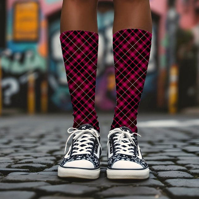 Kariertes, schwarz-rosa Muster Vintag Tartan Socken (Von Creator hochgeladen)