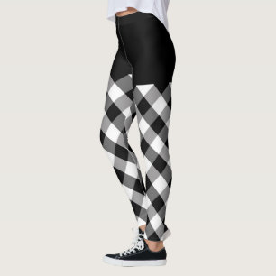 Kariertes Schwarz-Weiß-Dekor Leggings