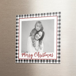 Kariertes Schwarz-Weiß-Foto Magnet