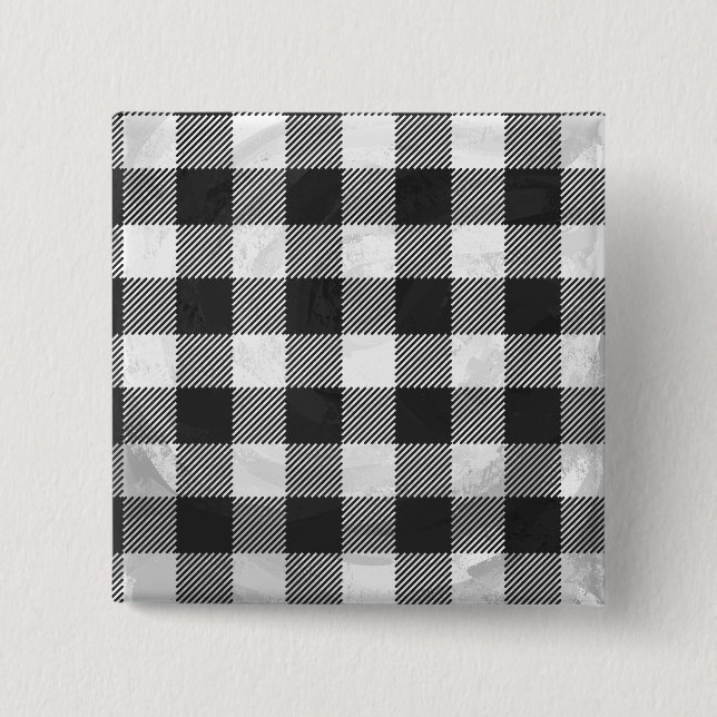Kariertes Schwarz-Weiß-Karo Button (Vorderseite)