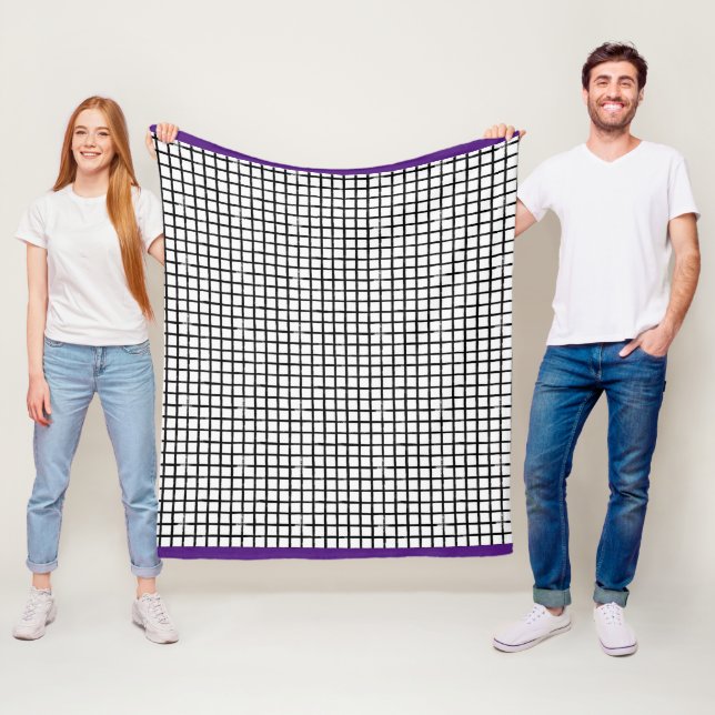 Kariertes schwarz-weißes Doodle-Muster Fleece-Deck Fleecedecke (Beispiel)