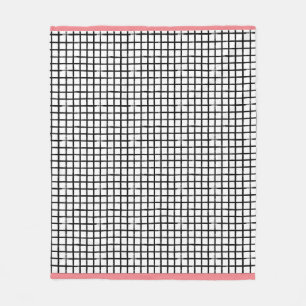 Kariertes schwarz-weißes Doodle-Muster Fleece-Deck Fleecedecke