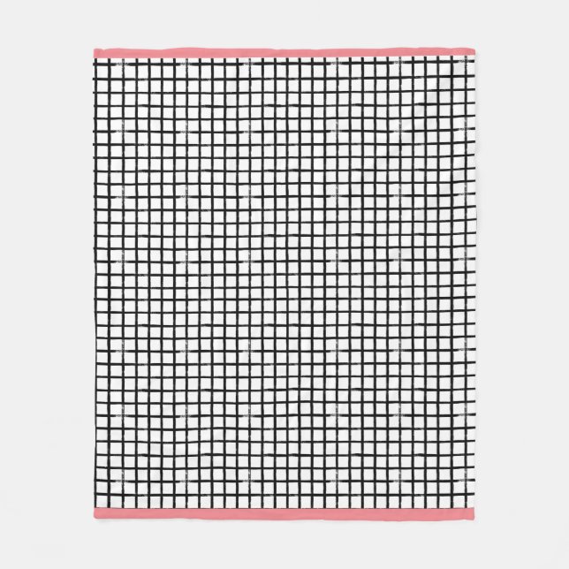 Kariertes schwarz-weißes Doodle-Muster Fleece-Deck Fleecedecke (Vorderseite)