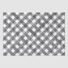 Kariertes Schwarz-weißes Gingham-Muster Weihnachte Seidenpapier