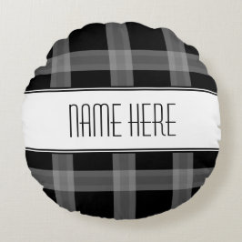 Kariertes schwarzes Custum Decorative Pillow Rundes Kissen