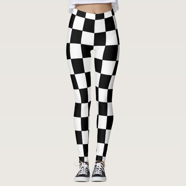 Kariertes Schwarzweiss Leggings (Vorderseite)