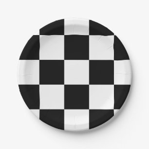 Kariertes Schwarzweiss-Muster Pappteller