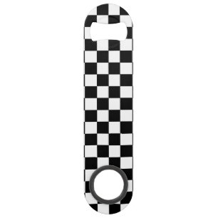 Kariertes Schwarzweiss Speed Flaschenöffner