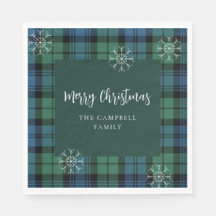 Kariertes Script Green Blue Campbell Tartan Paper Serviette