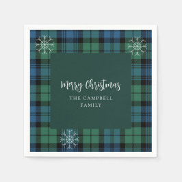 Kariertes Script Snowflakes Campbell Tartan Paper Serviette
