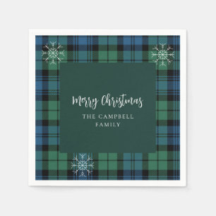 Kariertes Script Snowflakes Campbell Tartan Paper Serviette