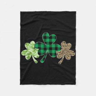 Kariertes Shamrock-Hemd Leopard-Tarnung Lustig St. Fleecedecke