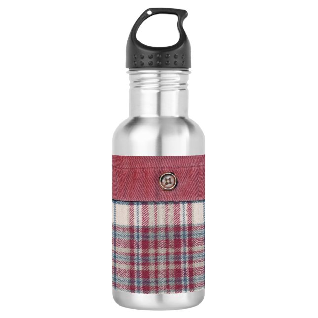Kariertes Shirt Edelstahlflasche (Vorderseite)