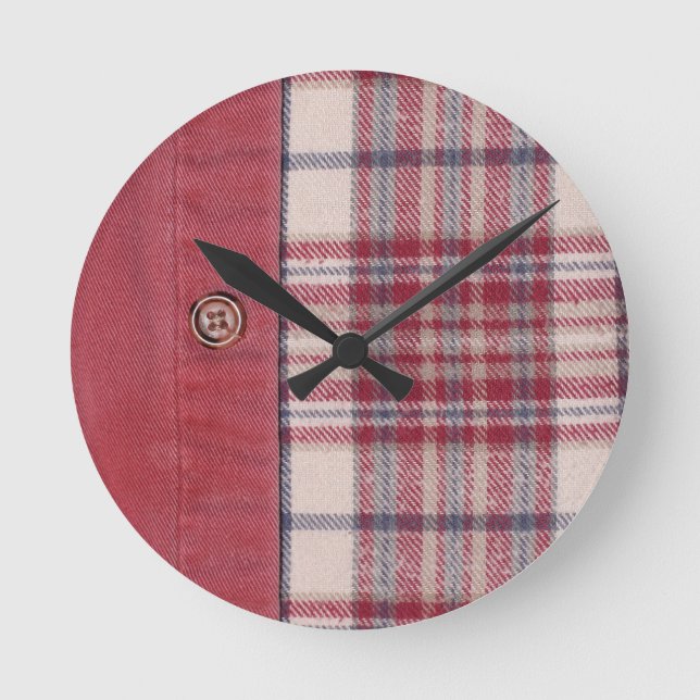 Kariertes Shirt / Flannel-Shirt Runde Wanduhr (Vorderseite)