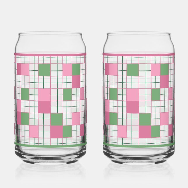 Kariertes Sodawasserglas Dosenglas (Vorderseite)