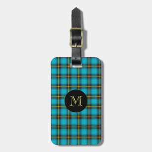Kariertes Tartan Blue Black Yellow Monogram Trendy Gepäckanhänger