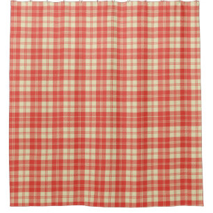 Kariertes Tartan in Rot und Weiß Duschvorhang