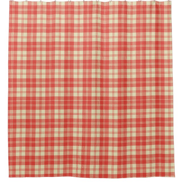 Kariertes Tartan in Rot und Weiß Duschvorhang (Vorderseite)