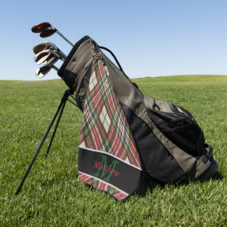 Kariertes Tartan Initialmonogramm Golfhandtuch