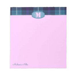 Kariertes Tartan Jeans Monogram Pink Notizblock