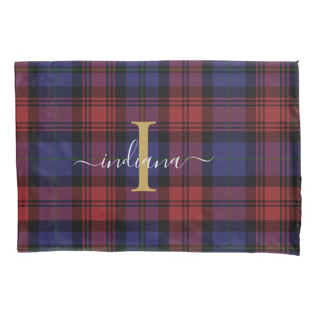 Kariertes Tartan Karo Monogram benutzerdefiniert Kissenbezug (Vorderseite)