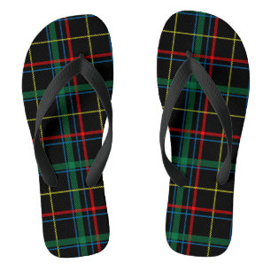 Kariertes Tartan-Muster, grün und rot, Flip Flops