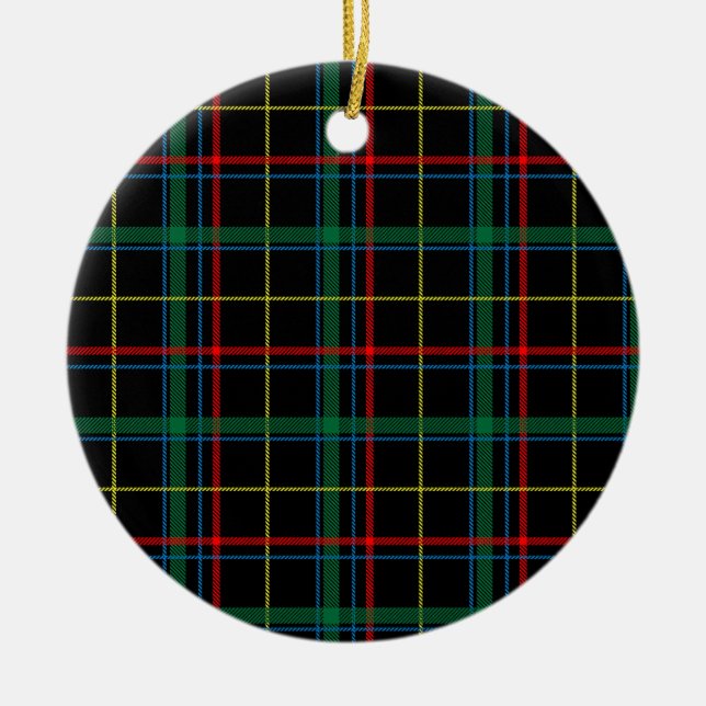 Kariertes Tartan-Muster, grün und rot, Keramik Ornament (Vorne)