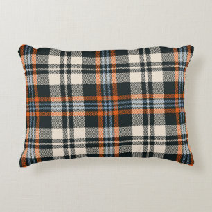 Kariertes Tartan-Muster Herbst in Schwarz, Orange, Dekokissen