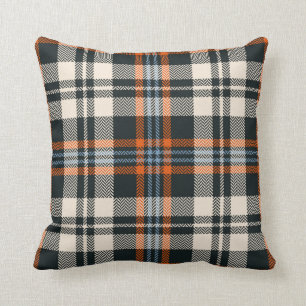 Kariertes Tartan-Muster Herbst in Schwarz, Orange, Kissen